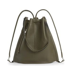 ALLSAINTS Alpha Convertible Leather Backpack - Dusty Khaki Green